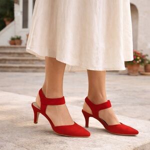 Paul Green Nicolette Heel Red Suede Ankle Strap Pumps Size 8.5 New in Box
